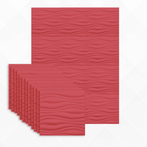 Arrowzoom Aesthetics Acoustics 3D Wave Polyester Felt Art Panels - KK1382 12 / Red / 30x30cm
