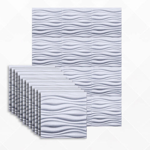 Arrowzoom Aesthetics Acoustics 3D Wave Polyester Felt Art Panels - KK1382 12 / White / 30x30cm