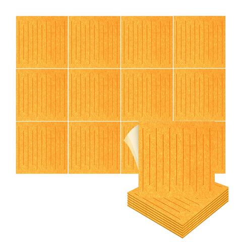 Arrowzoom Soundwave 3D Square Polyester Felt Art Panels - KK1393 12 / Yellow / 30x30cm
