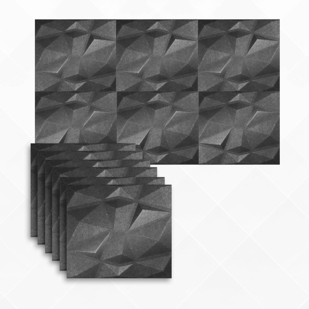 Arrowzoom Dazzling Geometric 3D Diamond Polyester Felt Art Panels - KK1384 6 / Black / 30x30cm