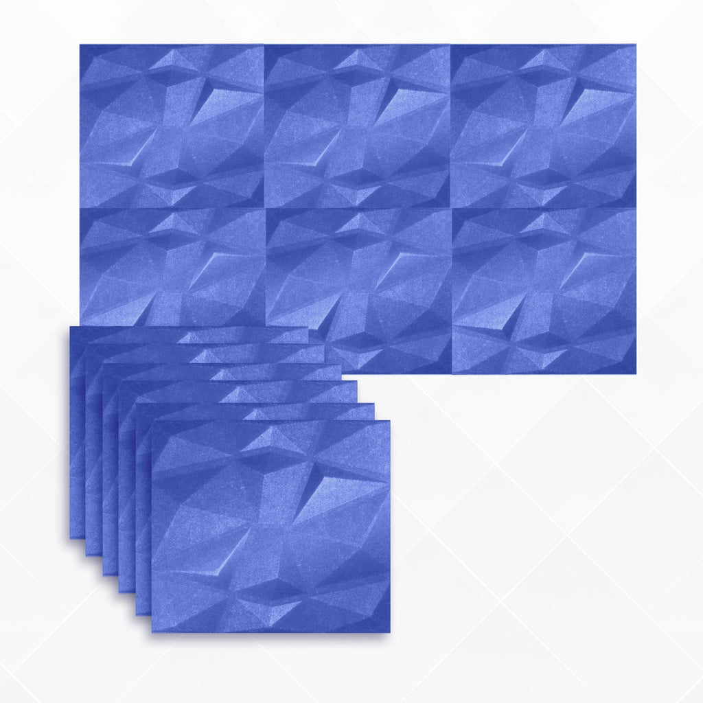 Arrowzoom Dazzling Geometric 3D Diamond Polyester Felt Art Panels - KK1384 6 / Blue / 30x30cm