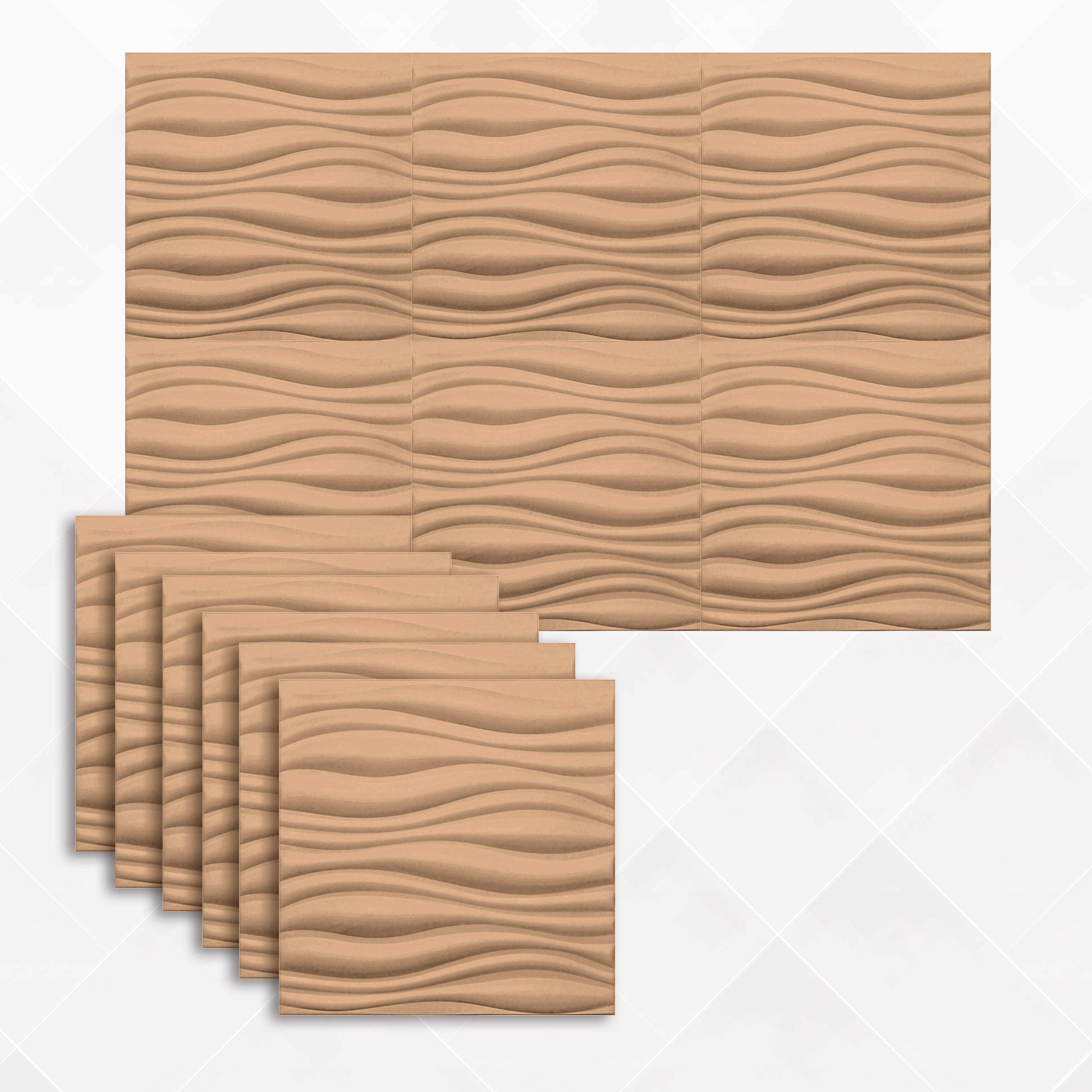 Arrowzoom Aesthetics Acoustics 3D Wave Polyester Felt Art Panels - KK1382 6 / Brown / 30x30cm