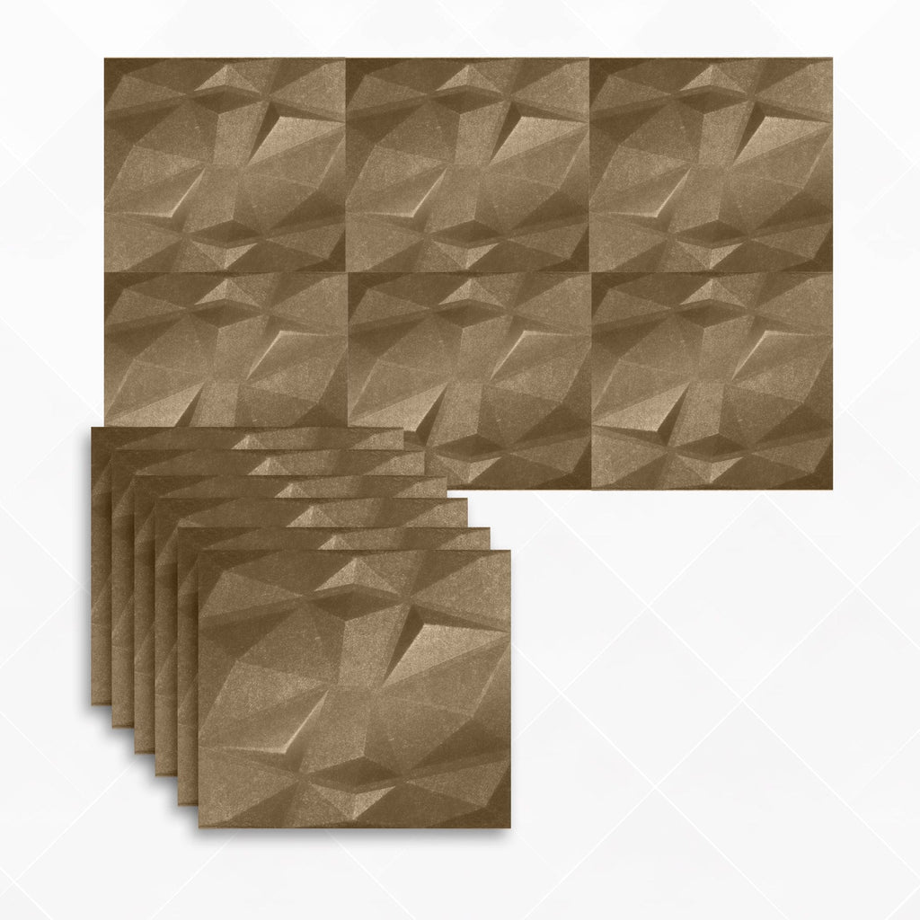 Arrowzoom Dazzling Geometric 3D Diamond Polyester Felt Art Panels - KK1384 6 / Brown / 30x30cm