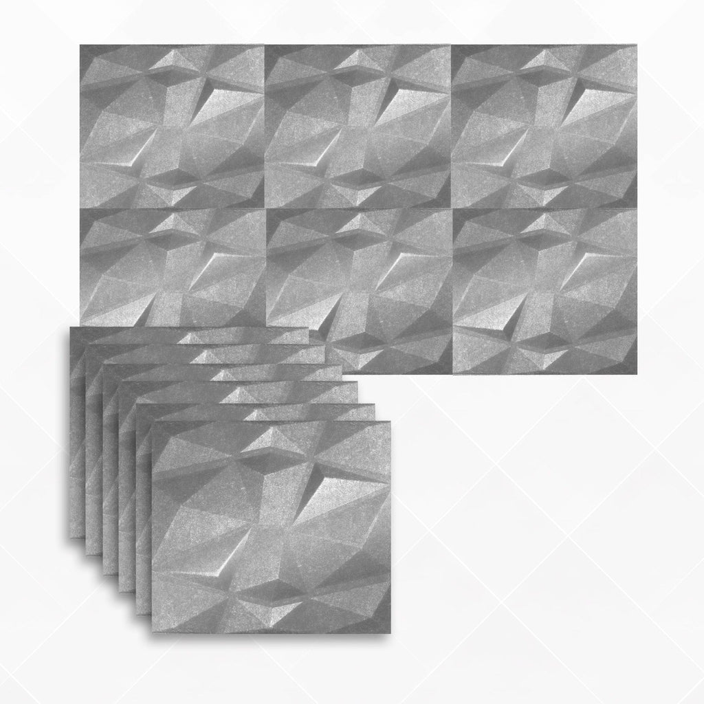 Arrowzoom Dazzling Geometric 3D Diamond Polyester Felt Art Panels - KK1384 6 / Gray / 30x30cm
