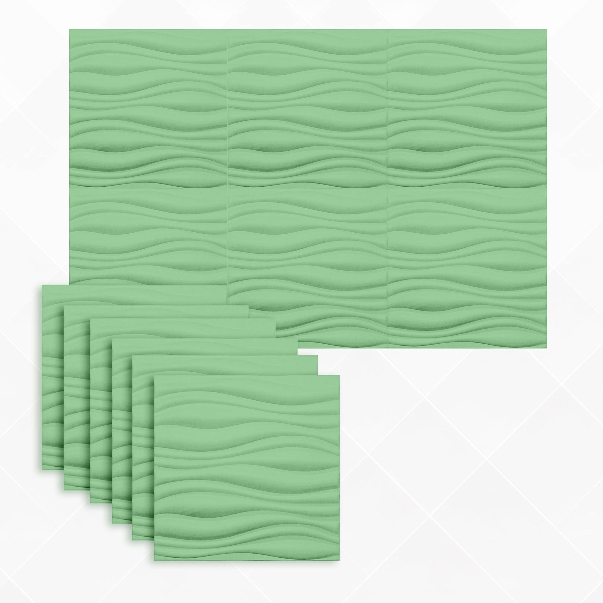 Arrowzoom Aesthetics Acoustics 3D Wave Polyester Felt Art Panels - KK1382 6 / Green / 30x30cm