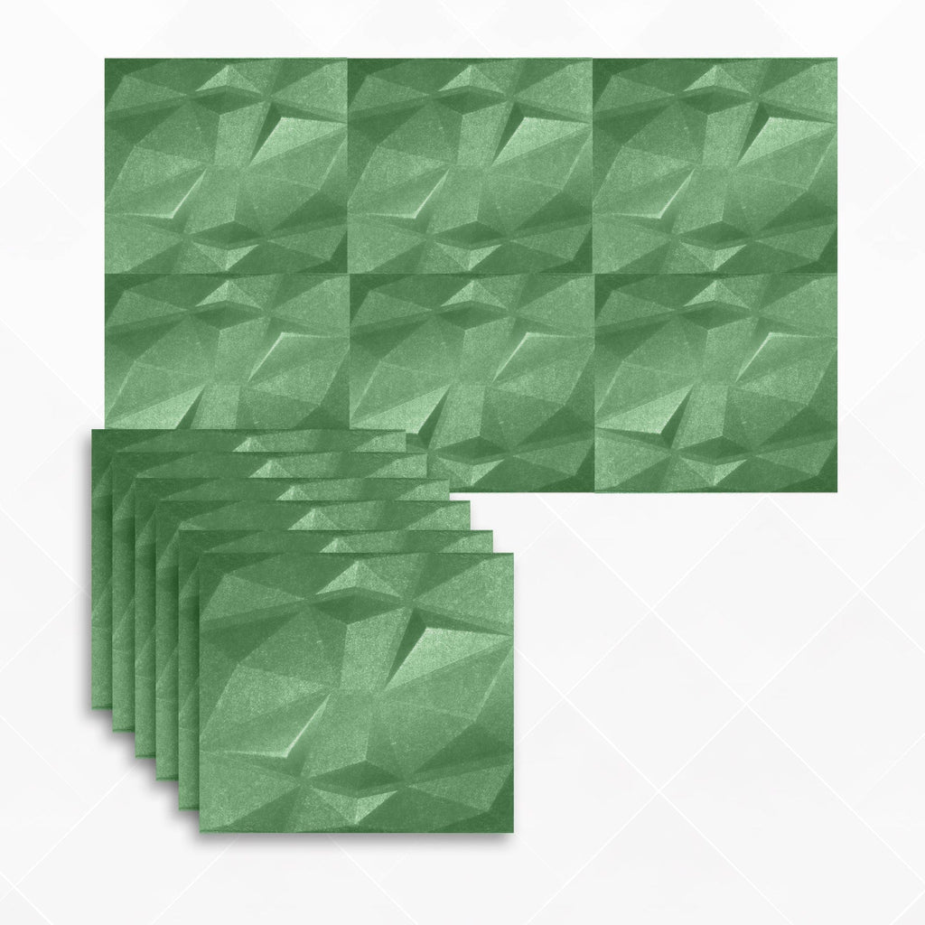 Arrowzoom Dazzling Geometric 3D Diamond Polyester Felt Art Panels - KK1384 6 / Green / 30x30cm