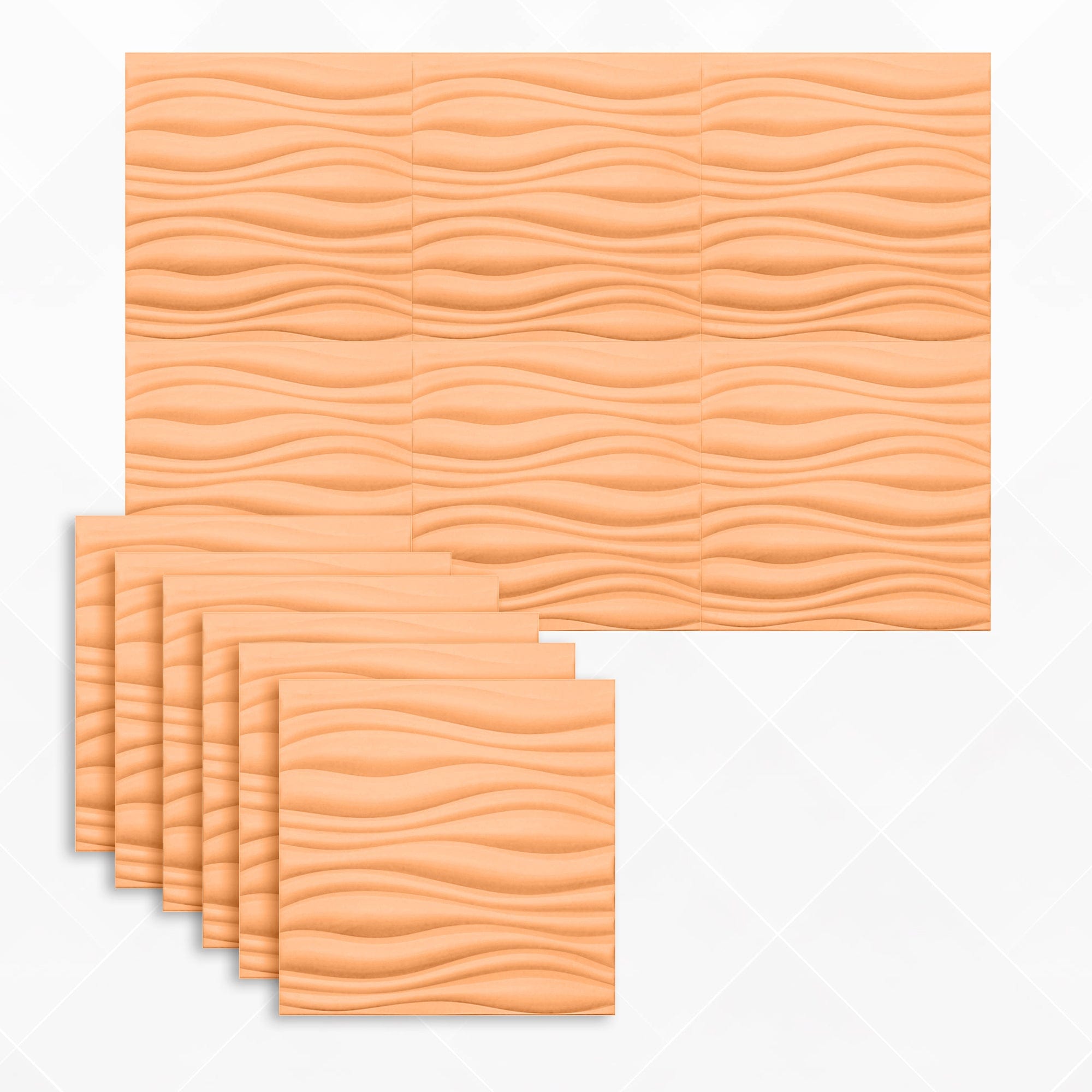 Arrowzoom Aesthetics Acoustics 3D Wave Polyester Felt Art Panels - KK1382 6 / Orange / 30x30cm