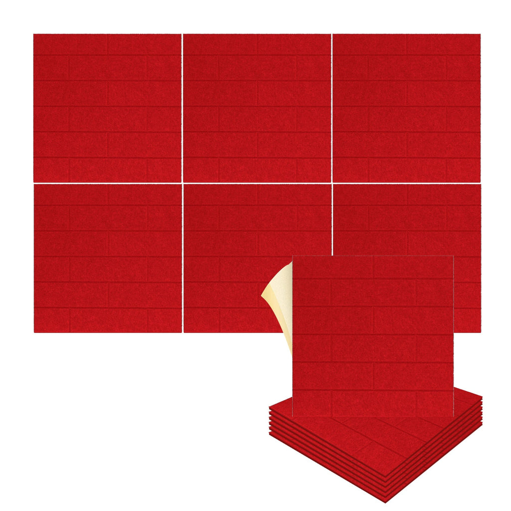 Arrowzoom Brick 3D Square Polyester Felt Art Adhesive Panels - KK1392 6 / Red / 30x30cm