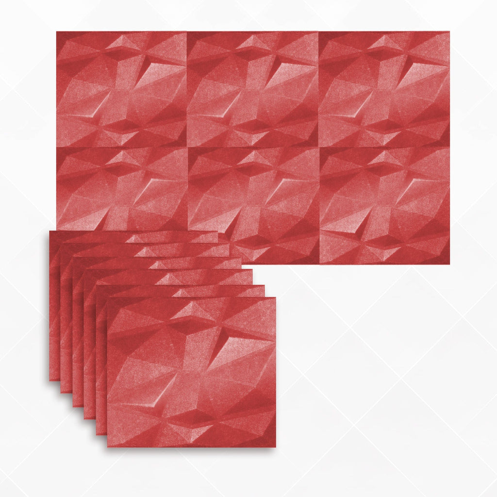 Arrowzoom Dazzling Geometric 3D Diamond Polyester Felt Art Panels - KK1384 6 / Red / 30x30cm