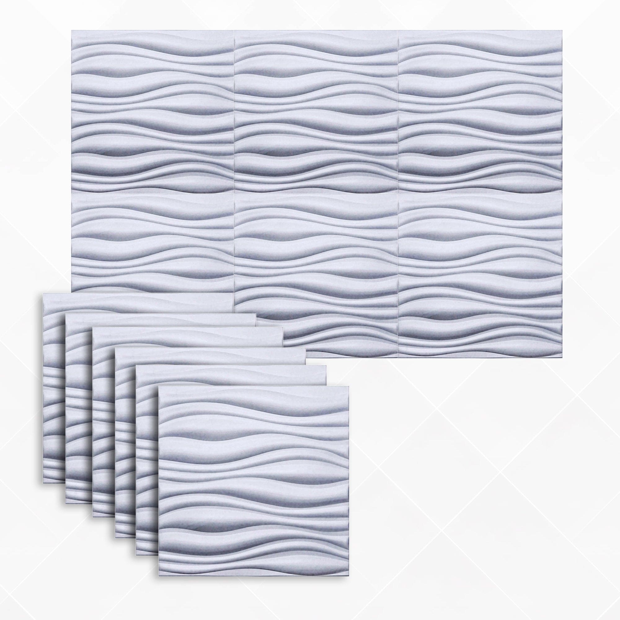 Arrowzoom Aesthetics Acoustics 3D Wave Polyester Felt Art Panels - KK1382 6 / White / 30x30cm