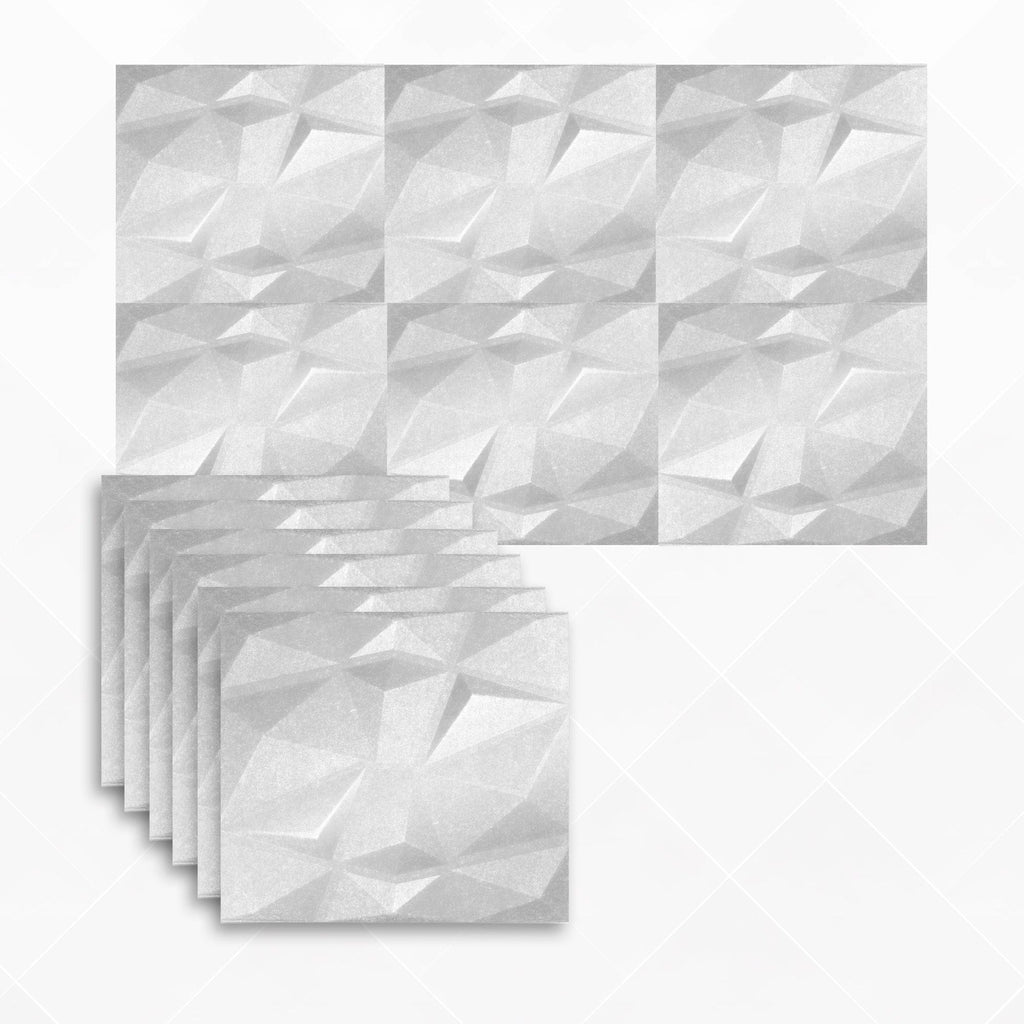 Arrowzoom Dazzling Geometric 3D Diamond Polyester Felt Art Panels - KK1384 6 / White / 30x30cm