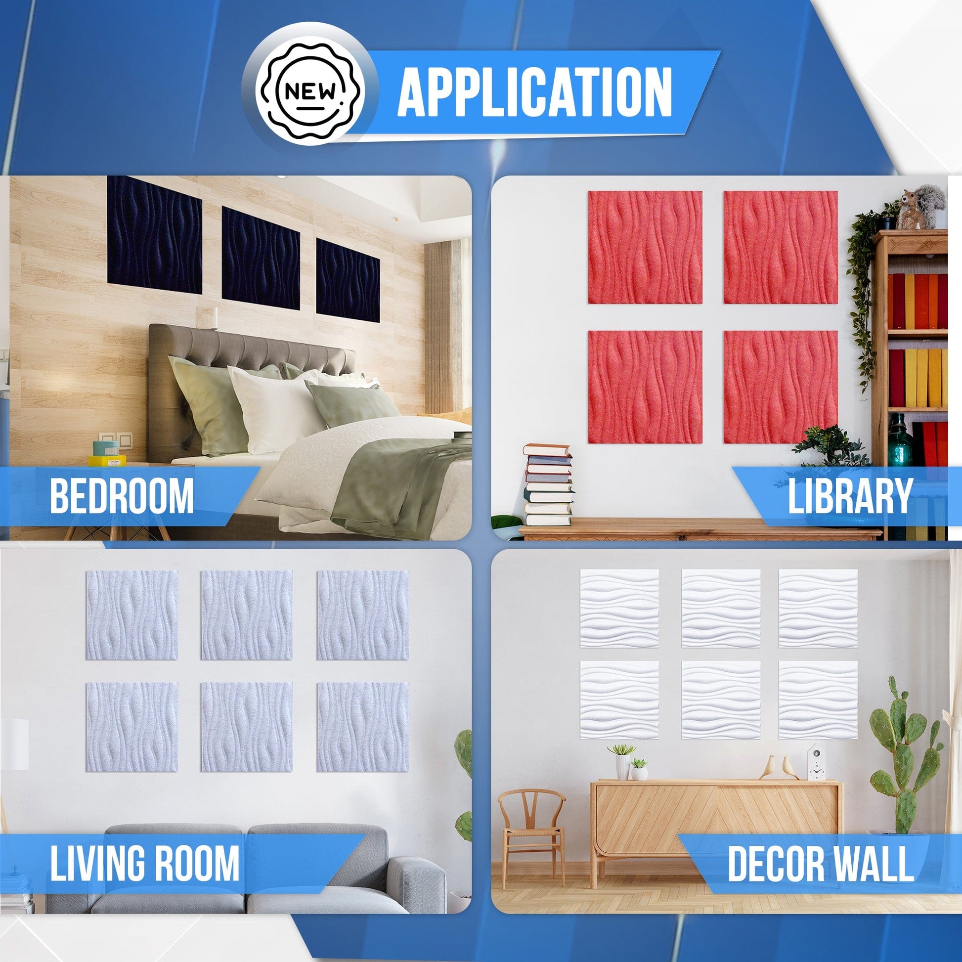 Arrowzoom Aesthetics Acoustics 3D Wave Polyester Felt Art Panels - KK1382