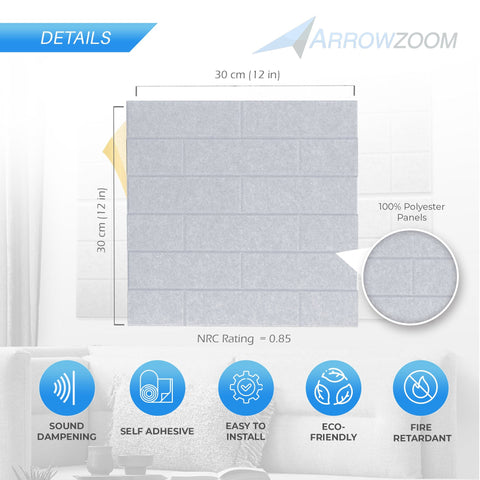 Arrowzoom Brick 3D Square Polyester Felt Art Panels - KK1392