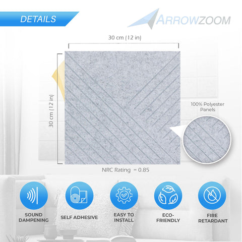 Arrowzoom Diagonal 3D Square Polyester Felt Art Panels - KK1390
