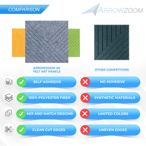Arrowzoom Diagonal 3D Square Polyester Felt Art Panels - KK1390