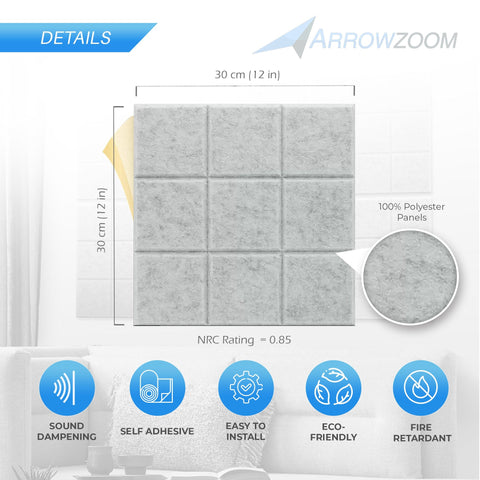 Arrowzoom "Grid" 3D Square Polyester Felt Art Panels - KK1389