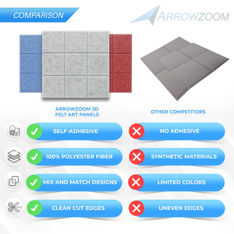Arrowzoom Grid 3D Square Polyester Felt Art Panels - KK1389
