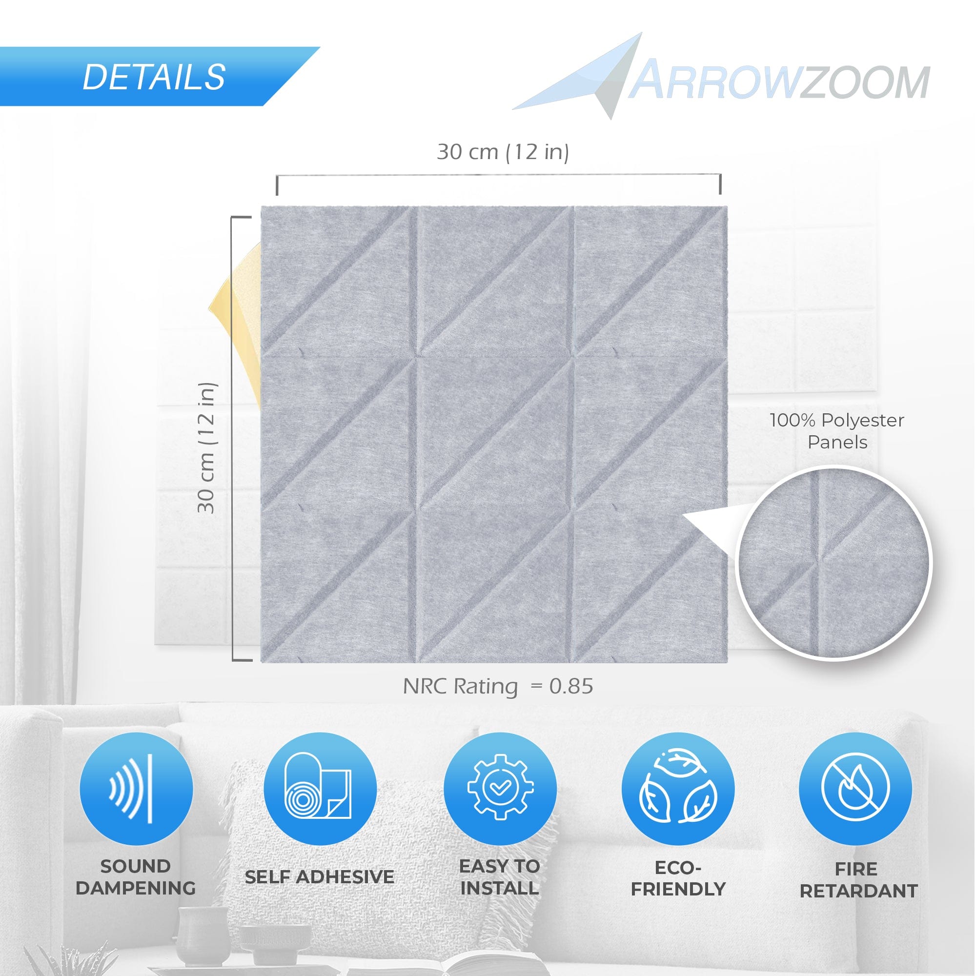 Arrowzoom Split 3D Square Polyester Felt Art Panels - KK1391