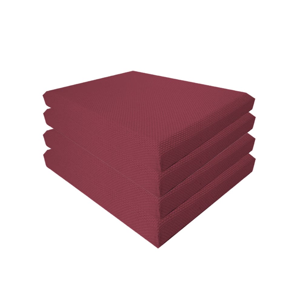 Arrowzoom Sound Absorbing Acoustic Fabric Wrapped Panel - 4 pcs - KK1205 60cm x 60cm x 2.5cm/ 23.6 x 23.6 x 0.9 in / Burgundy