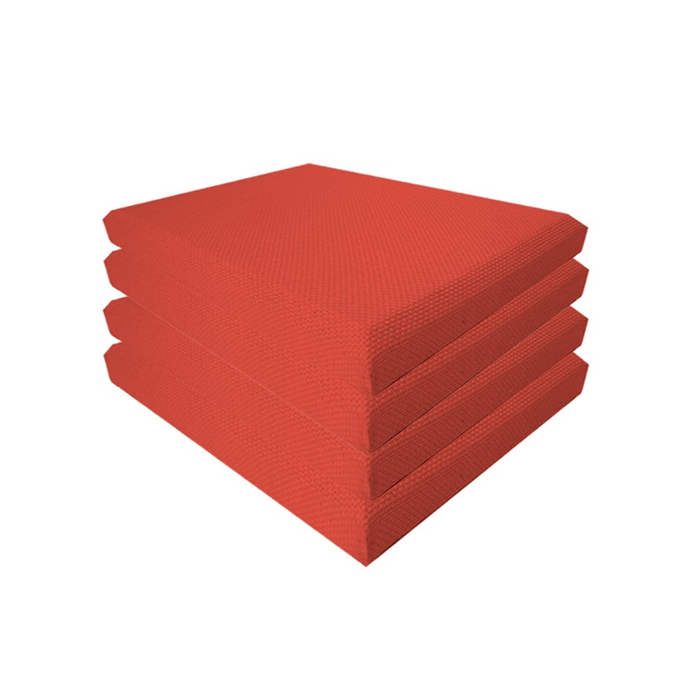 Arrowzoom Sound Absorbing Acoustic Fabric Wrapped Panel - 4 pcs - KK1205 60cm x 60cm x 2.5cm/ 23.6 x 23.6 x 0.9 in / Red