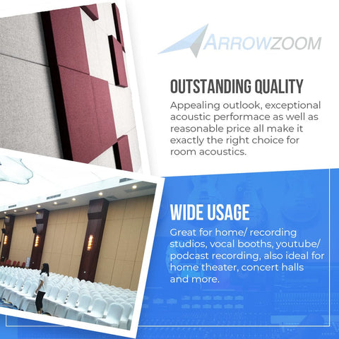 Arrowzoom Sound Absorbing Acoustic Fabric Wrapped Panel - 2 pcs - KK1205