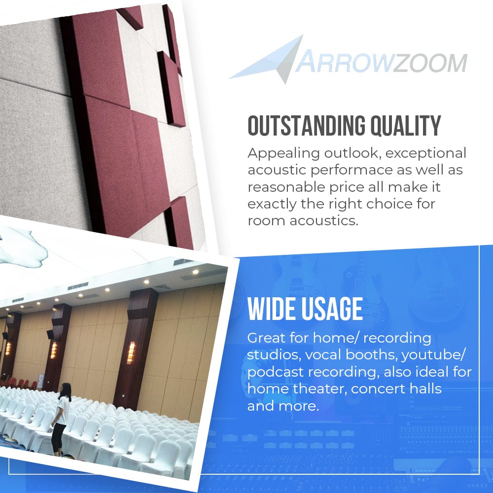 Arrowzoom Sound Absorbing Acoustic Fabric Wrapped Panel - 4 pcs - KK1205