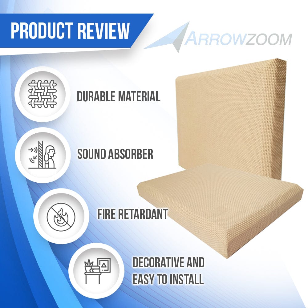 Arrowzoom Sound Absorbing Acoustic Fabric Wrapped Panel - 4 pcs - KK1205