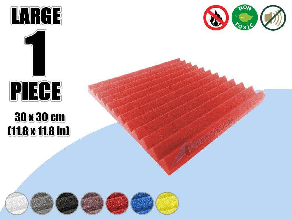 Arrowzoom Acoustic Multi Wedge Foam - Solid Colors - KK1167 1 Piece - 30 x 30 x 2.5 cm / 12 x 12 x 1 in / Red