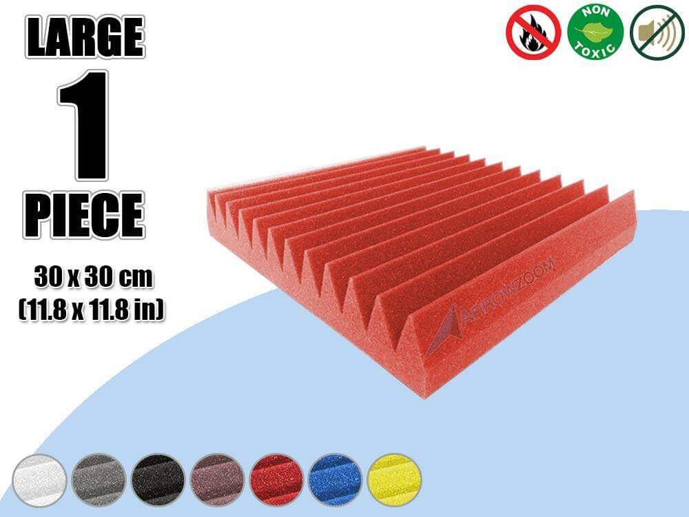 Arrowzoom Acoustic Multi Wedge Foam - Solid Colors - KK1167 1 Piece - 30 x 30 x 5 cm/ 12 x 12 x 2 in / Red