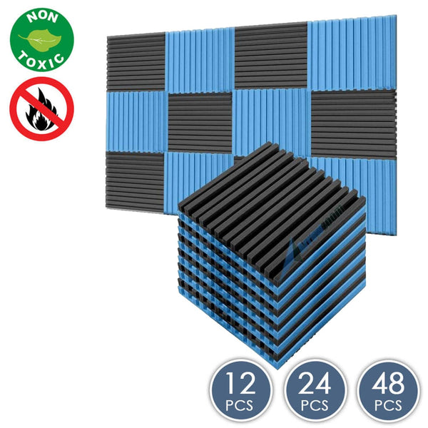 Acoustic Foam Sound Absorption Panels - Black (12 Pieces)