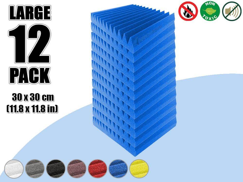 Arrowzoom Acoustic Multi Wedge Foam - Solid Colors - KK1167 12 Pieces - 30 x 30 x 5 cm/ 12 x 12 x 2 in / Blue