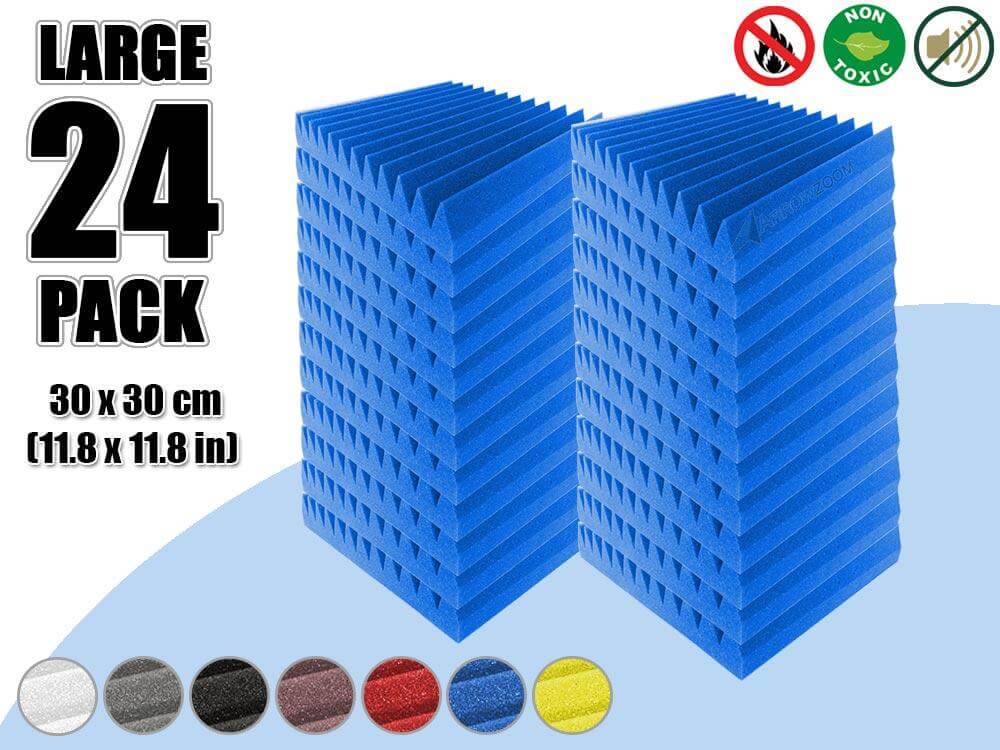 Arrowzoom Acoustic Multi Wedge Foam - Solid Colors - KK1167 24 Pieces - 30 x 30 x 5 cm/ 12 x 12 x 2 in / Blue