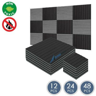 Arrowzoom Flat Wedge Series Acoustic Foam - Black x Grey Bundle - KK1035 25 X 25 X 2cm (9.8 X 9.8 X 0.8 in) / 12