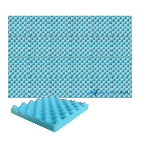 New 24 Pcs Bundle Egg Crate Convoluted Acoustic Tile Panels Sound Absorption Studio Soundproof Foam KK1052 25 X 25 X 3 cm (9.8 X 9.8 X 1.1 in) / Baby Blue