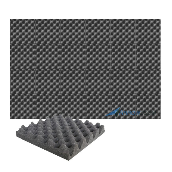 New 24 Pcs Bundle Egg Crate Convoluted Acoustic Tile Panels Sound Absorption Studio Soundproof Foam KK1052 25 X 25 X 3 cm (9.8 X 9.8 X 1.1 in) / Black