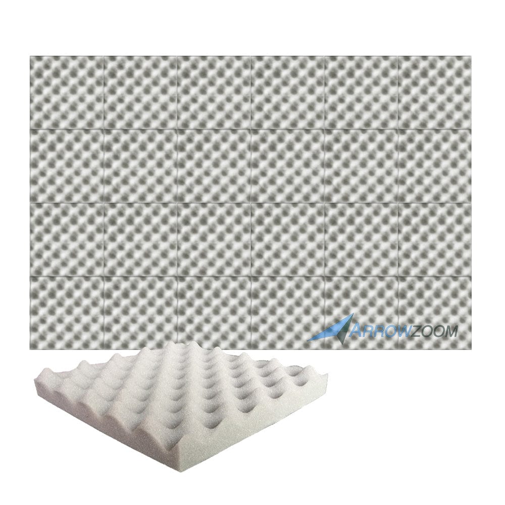 New 24 Pcs Bundle Egg Crate Convoluted Acoustic Tile Panels Sound Absorption Studio Soundproof Foam KK1052 25 X 25 X 3 cm (9.8 X 9.8 X 1.1 in) / Gray