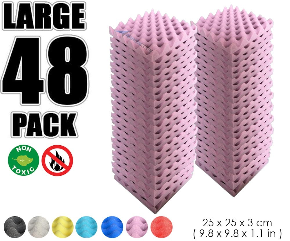 New 48 Pcs Bundle Egg Crate Convoluted Acoustic Tile Panels Sound Absorption Studio Soundproof Foam KK1052 25 X 25 X 3 cm (9.8 X 9.8 X 1.1 in) / Purple