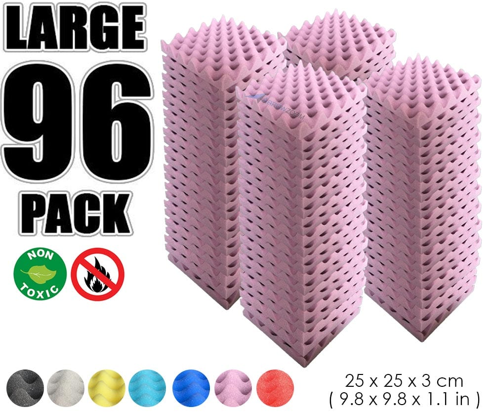 New 96 Pcs Bundle Egg Crate Convoluted Acoustic Tile Panels Sound Absorption Studio Soundproof Foam  KK1052 25 X 25 X 3 cm (9.8 X 9.8 X 1.1 in) / Purple