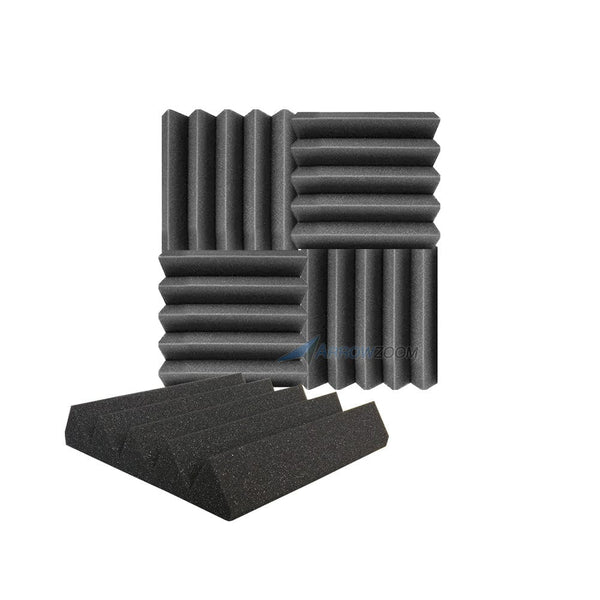 New 4 pcs Wedge Tiles Acoustic Panels Sound Absorption Studio Soundproof Foam 7 Colors KK1134 25 x 25 x 5 cm (9.8 x 9.8 x 1.9 in) / Black
