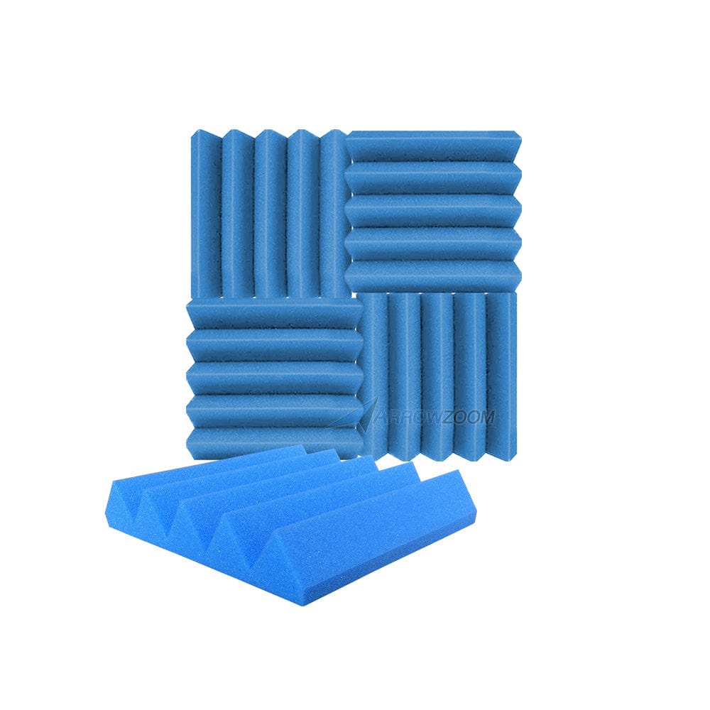 New 4 pcs Wedge Tiles Acoustic Panels Sound Absorption Studio Soundproof Foam 7 Colors KK1134 25 x 25 x 5 cm (9.8 x 9.8 x 1.9 in) / Blue