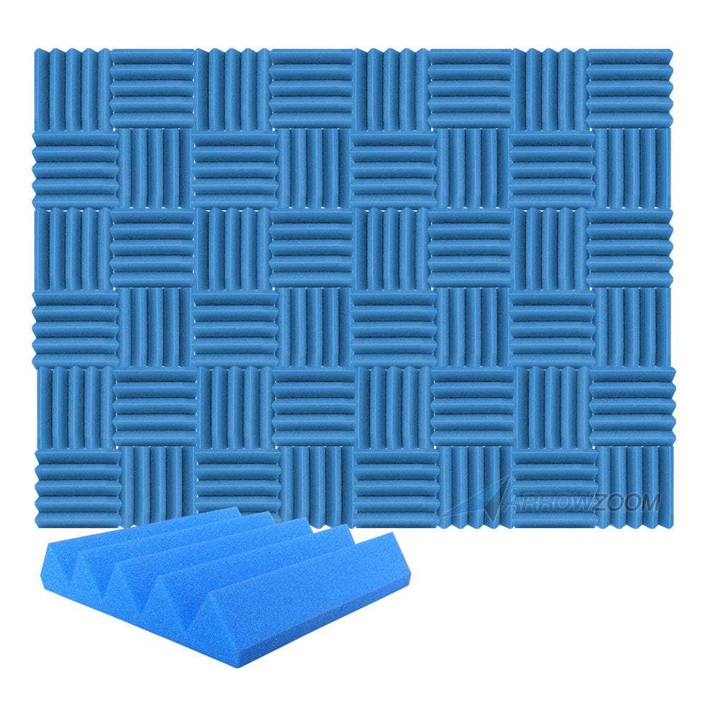 New 48 pcs Wedge Tiles Acoustic Panels Sound Absorption Studio Soundproof Foam 7 Colors KK1134 25 x 25 x 5 cm (9.8 x 9.8 x 1.9 in) / Blue