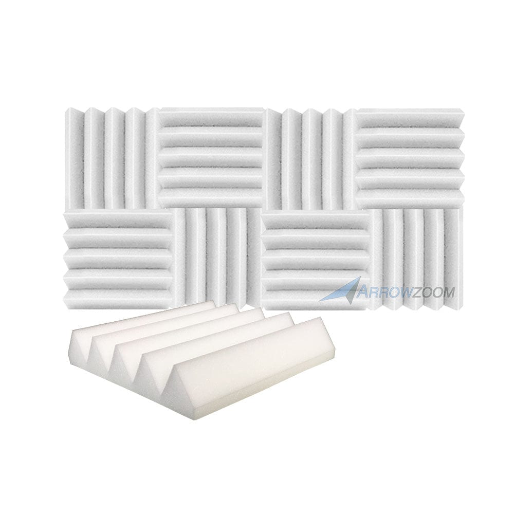 New 8 pcs Wedge Tiles Acoustic Panels Sound Absorption Studio Soundproof Foam 7 Colors KK1134 25 x 25 x 5 cm (9.8 x 9.8 x 1.9 in) / Pearl White