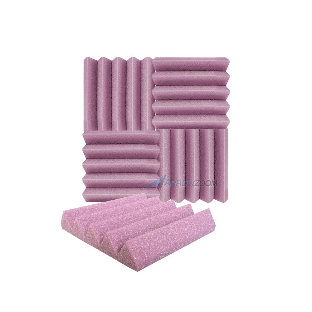 New 4 pcs Wedge Tiles Acoustic Panels Sound Absorption Studio Soundproof Foam 7 Colors KK1134 25 x 25 x 5 cm (9.8 x 9.8 x 1.9 in) / Purple