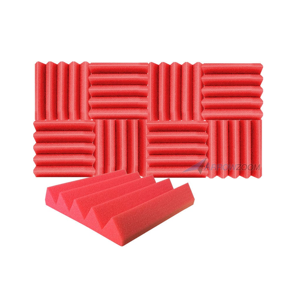 New 8 pcs Wedge Tiles Acoustic Panels Sound Absorption Studio Soundproof Foam 7 Colors KK1134 25 x 25 x 5 cm (9.8 x 9.8 x 1.9 in) / Red