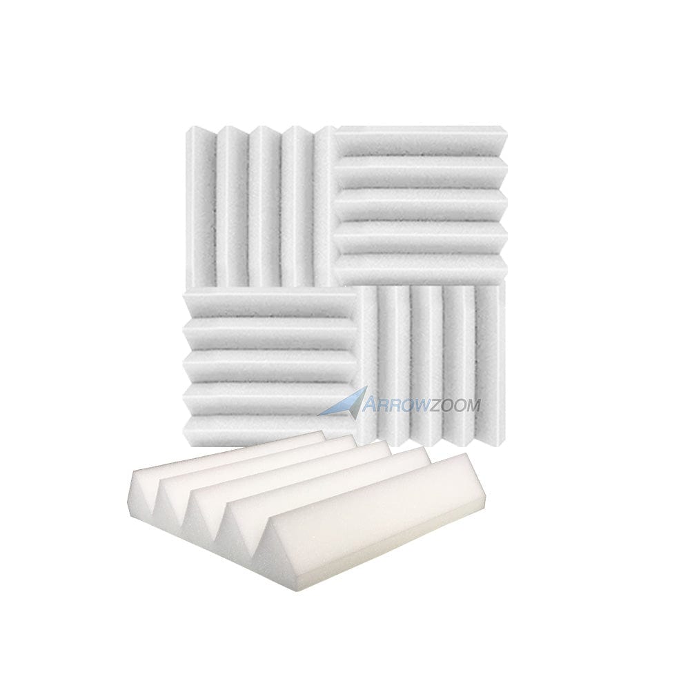 New 4 pcs Wedge Tiles Acoustic Panels Sound Absorption Studio Soundproof Foam 7 Colors KK1134 25 x 25 x 5 cm (9.8 x 9.8 x 1.9 in) / White