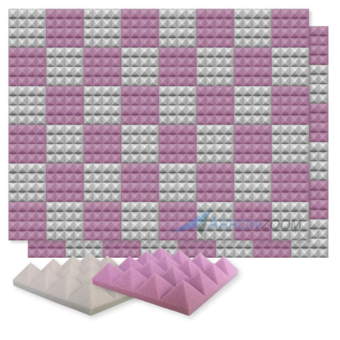 New 96 pcs Purple and Gray Bundle Pyramid Tiles Acoustic Panels Sound Absorption Studio Soundproof Foam KK1034 25 X 25 X 5cm (9.8 X 9.8 X 1.9 in)