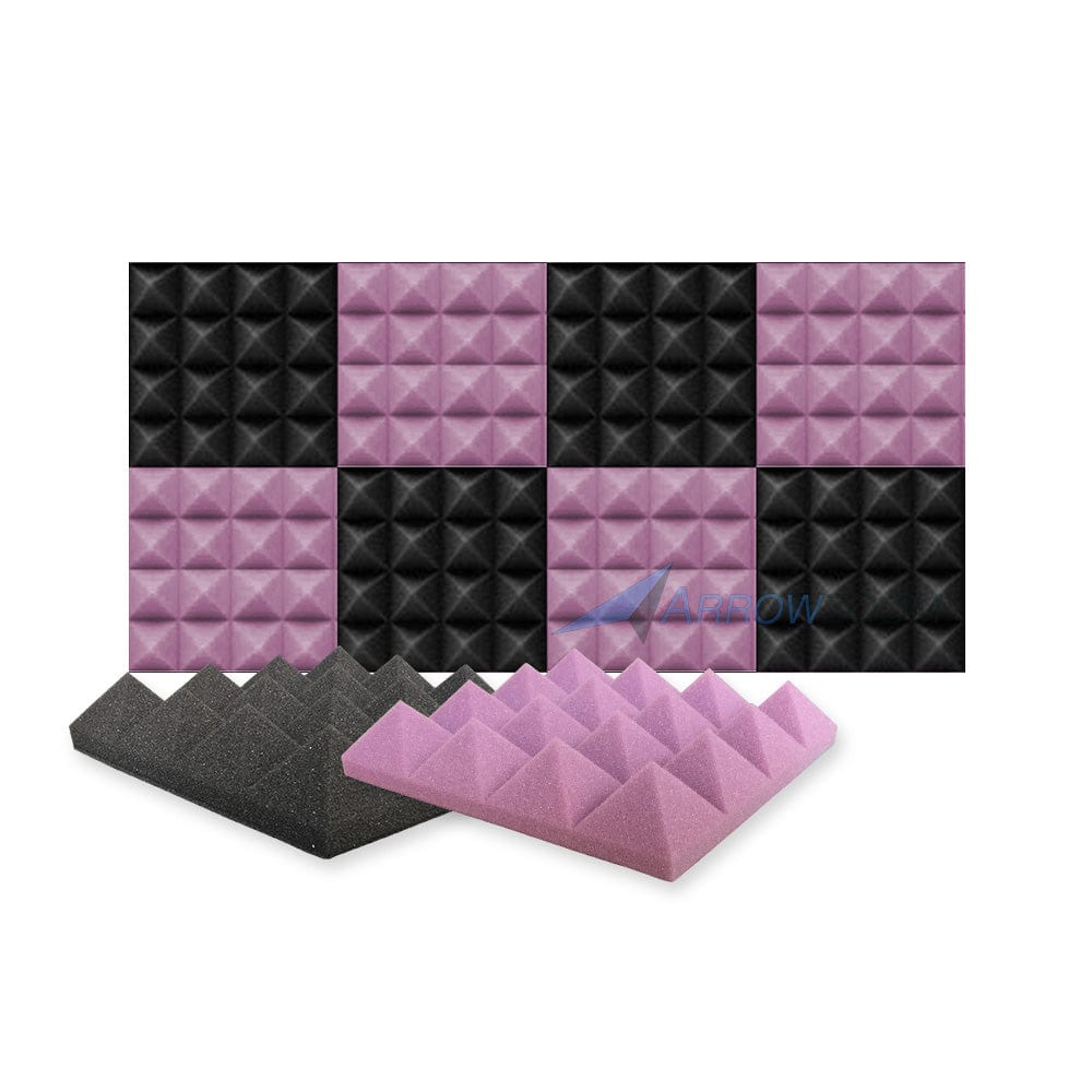 New 8 Pcs Black & Purple Bundle Pyramid Tiles Acoustic Panels Sound Absorption Studio Soundproof Foam KK1034 25 X 25 X 5cm (9.8 X 9.8 X 1.9in)