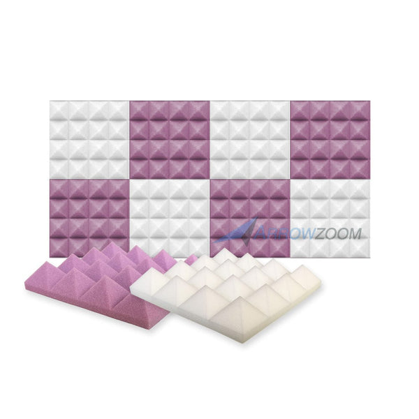 New 8 Pcs Pearl White & Purple Bundle Pyramid Tiles Acoustic Panels Sound Absorption Studio Soundproof Foam KK1034 25 X 25 X 5cm (9.8 X 9.8 X 1.9in)