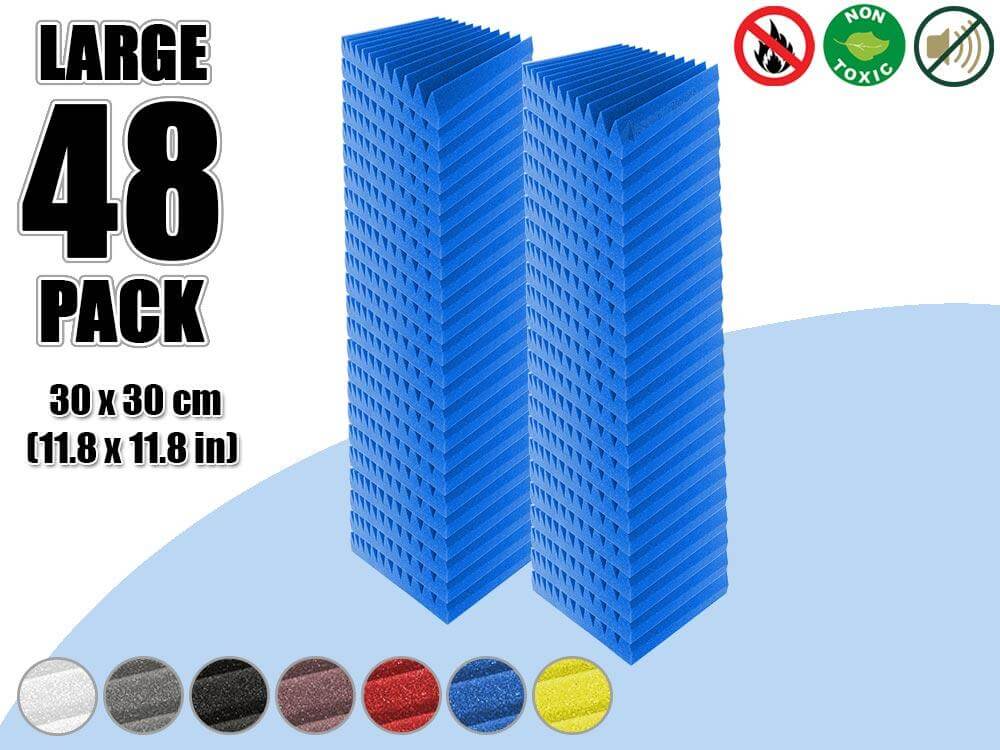 Arrowzoom Acoustic Multi Wedge Foam - Solid Colors - KK1167 48 Pieces - 30 x 30 x 5 cm/ 12 x 12 x 2 in / Blue
