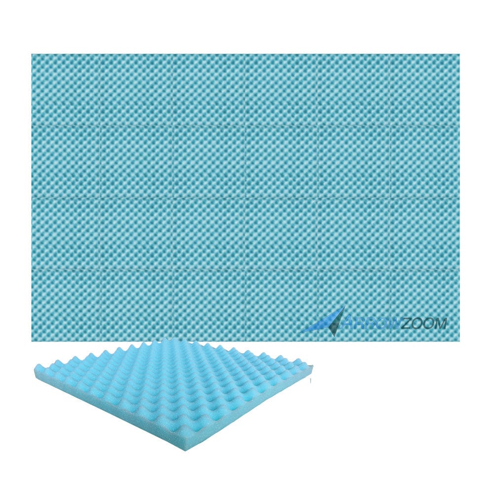 New 24 Pcs Bundle Egg Crate Convoluted Acoustic Tile Panels Sound Absorption Studio Soundproof Foam KK1052 50 X 50 X 3 cm (19.6 X 19.6 X 1.1 in) / Baby Blue